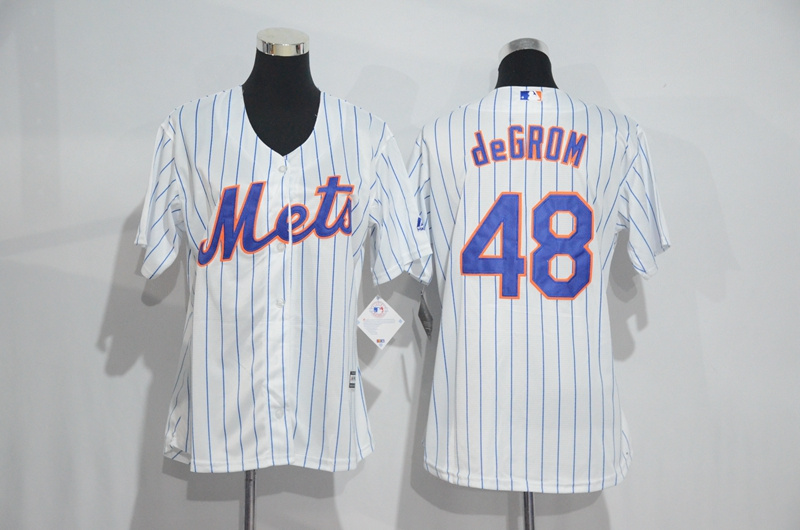 Womens 2017 MLB New York Mets #48 deGrom White Jerseys->women mlb jersey->Women Jersey